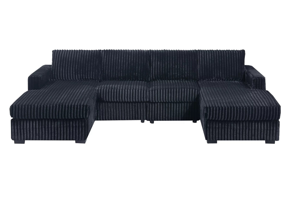 3-Piece Sectional Set – RAF/LAF Chaise + Armless Loveseat (Armless Chair x 2) – Black (F8333)