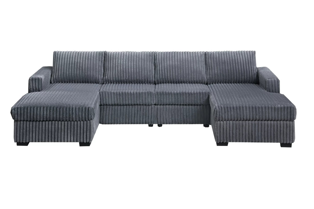 3-Piece Sectional Set – RAF/LAF Chaise + Armless Loveseat (Armless Chair x 2) – Dark Gray (F8334)