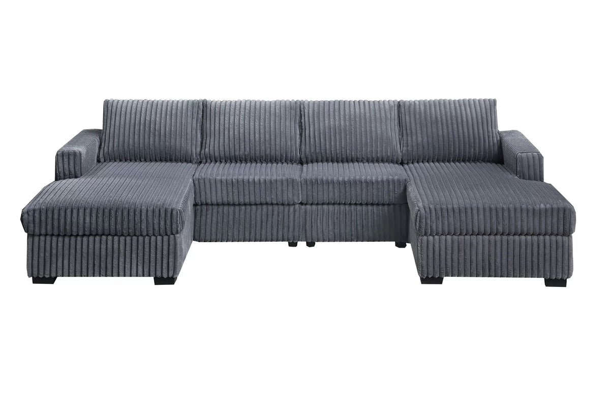 3-Piece Sectional Set – RAF/LAF Chaise + Armless Loveseat (Armless Chair x 2) – Dark Gray (F8334)