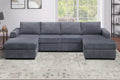 3-Piece Sectional Set – RAF/LAF Chaise + Armless Loveseat (Armless Chair x 2) – Dark Gray (F8334)