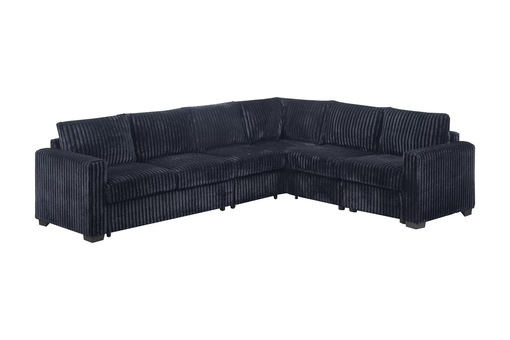 4-Piece Sectional Set – One-Arm Loveseat x 2 + Corner Wedge + Armless Chair – Black (F8335)