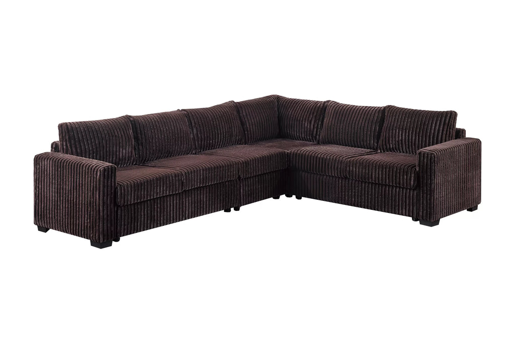 4-Piece Sectional Set – One-Arm Loveseat x 2 + Corner Wedge + Armless Chair – Coffee (F8336)