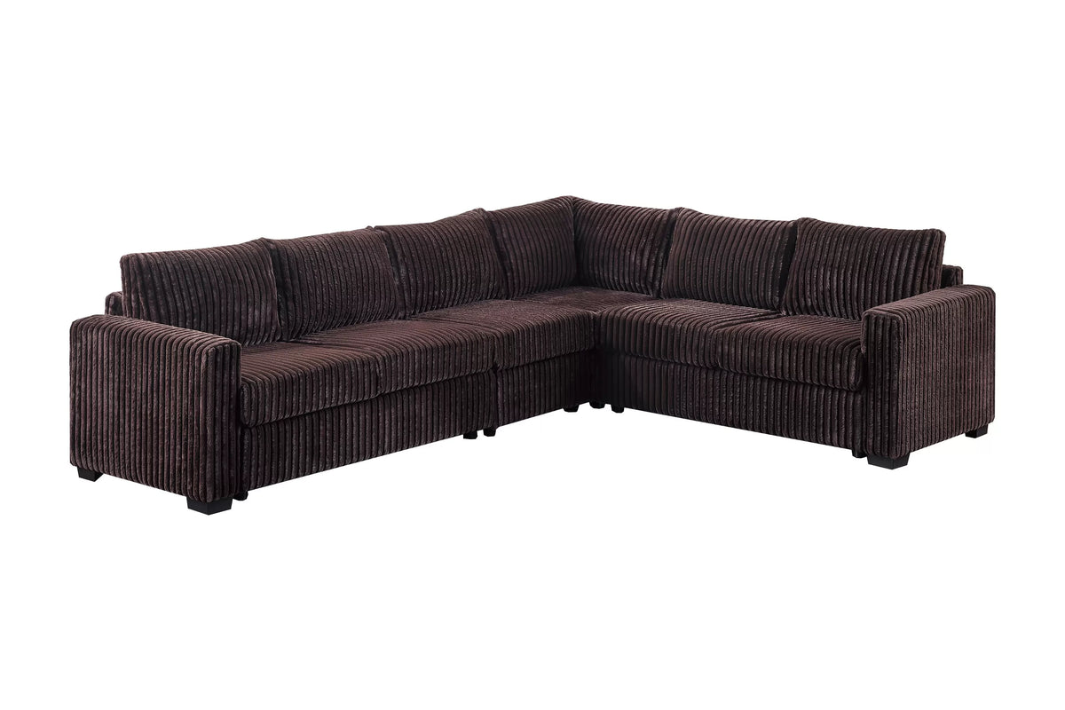 4-Piece Sectional Set – One-Arm Loveseat x 2 + Corner Wedge + Armless Chair – Coffee (F8336)