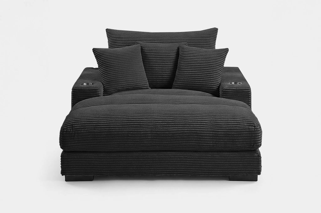 Chaise Lounge – W/2 Cup Holders & USB Ports – Black (F8337)