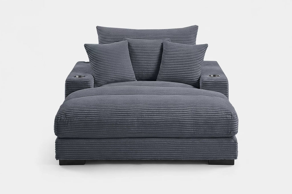 Chaise Lounge – W/2 Cup Holders & USB Ports – Gray (F8339)