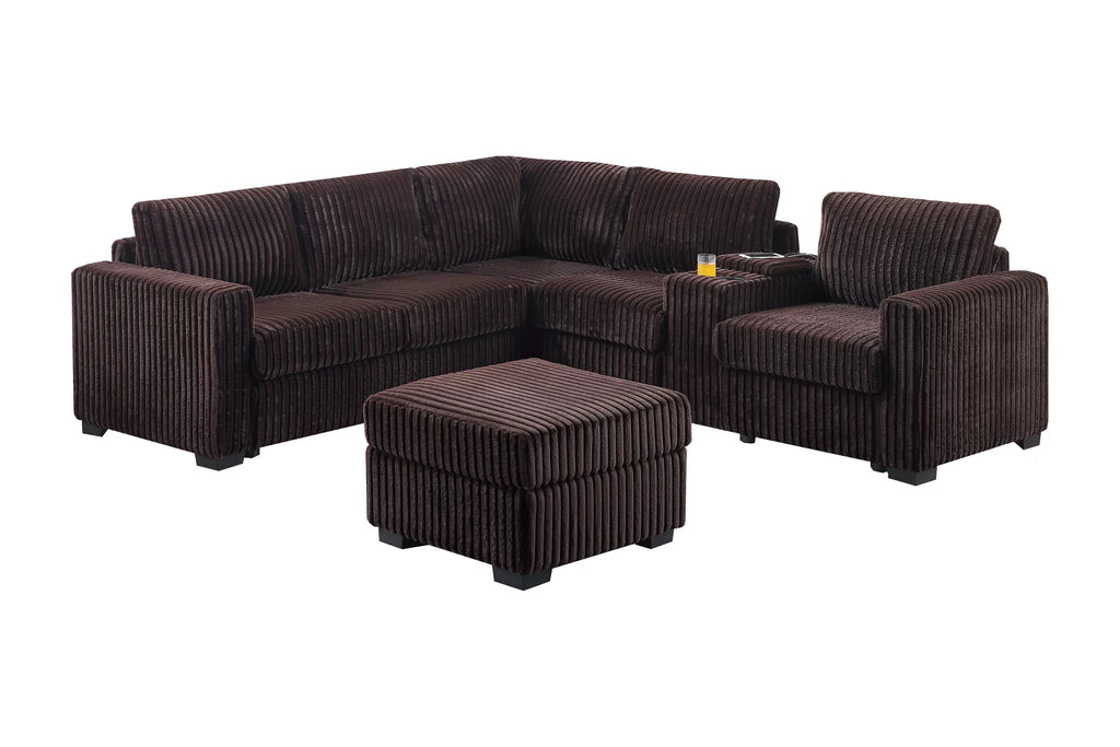 4-Piece Sectional Set W/ Ottoman – Coffee (F8345)