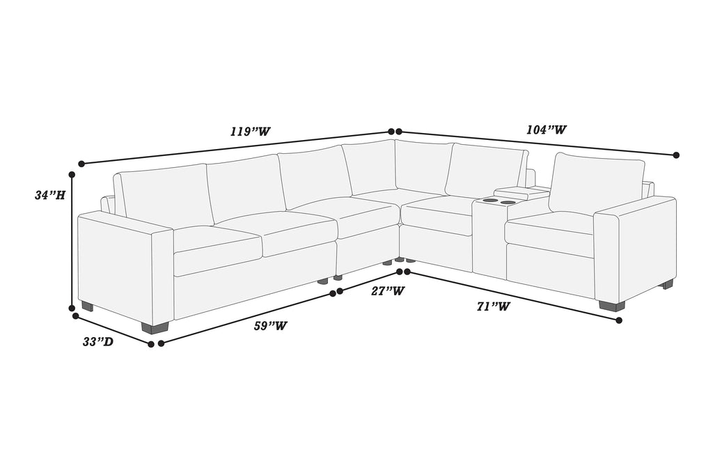 4-Piece Sectional Set – Black (F8346)