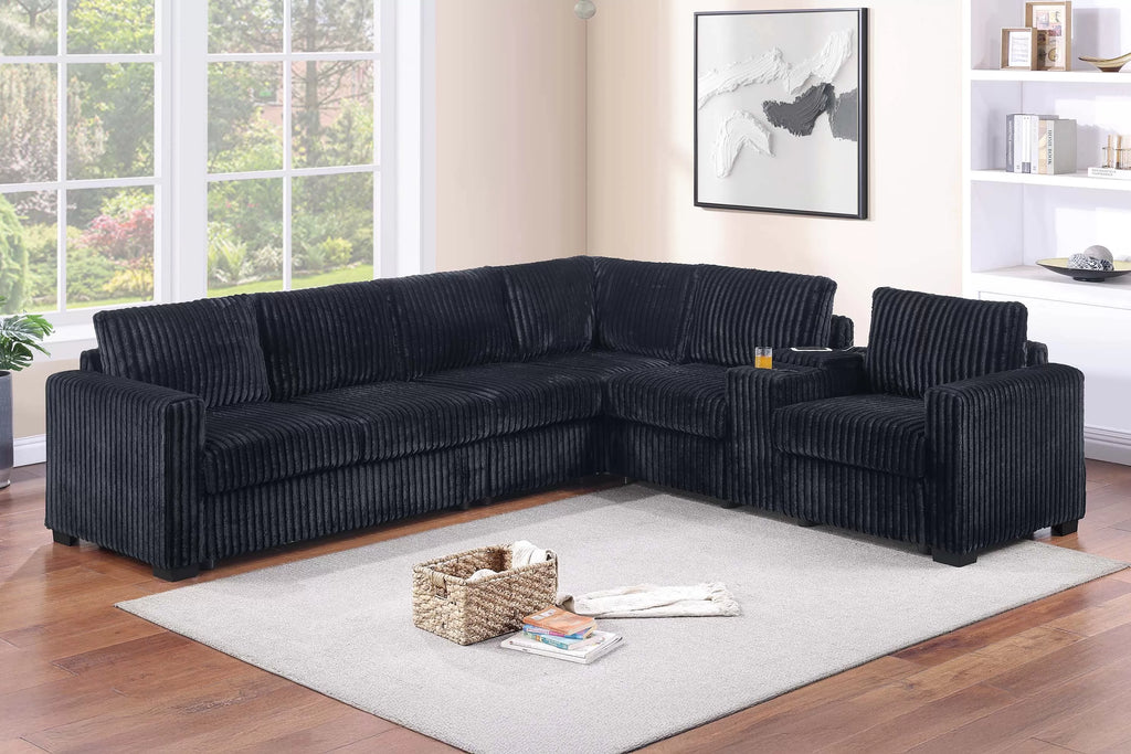 4-Piece Sectional Set – Black (F8346)
