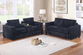 2-Piece Sofa Set – Sofa + Loveseat + Cup Holders + Console + Charging Station – Black (F8350)