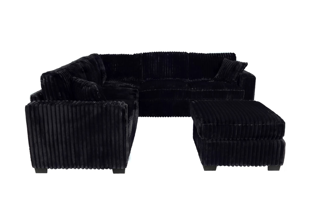4-Piece Sectional Set – LAF Loveseat + RAF Loveseat + Corner Wedge + Cocktail Ottoman – Black (F8353)
