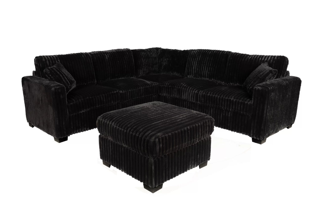 4-Piece Sectional Set – LAF Loveseat + RAF Loveseat + Corner Wedge + Cocktail Ottoman – Black (F8353)