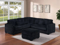 4-Piece Sectional Set – LAF Loveseat + RAF Loveseat + Corner Wedge + Cocktail Ottoman – Black (F8353)