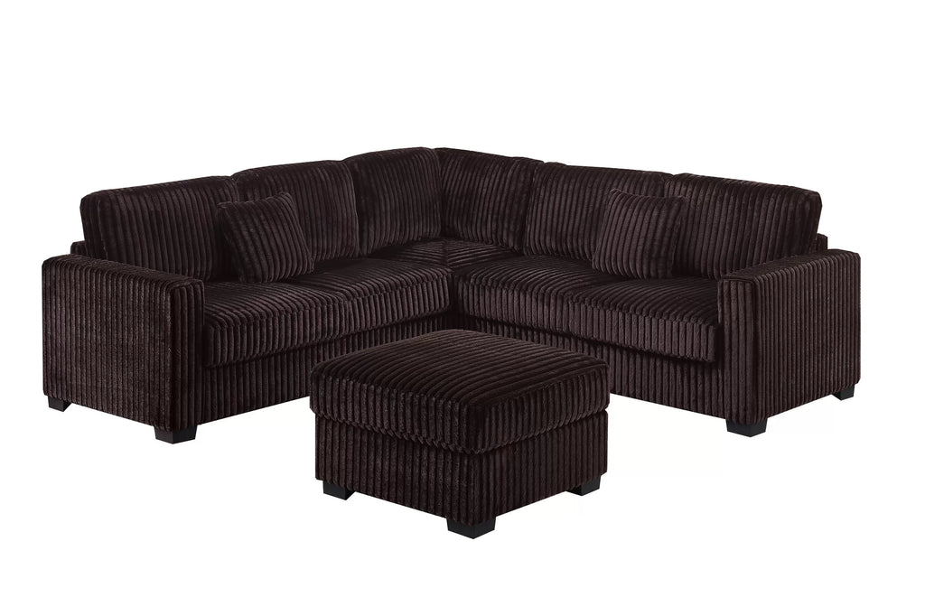 4-Piece Sectional Set – LAF Loveseat + RAF Loveseat + Corner Wedge + Cocktail Ottoman – Coffee (F8354)