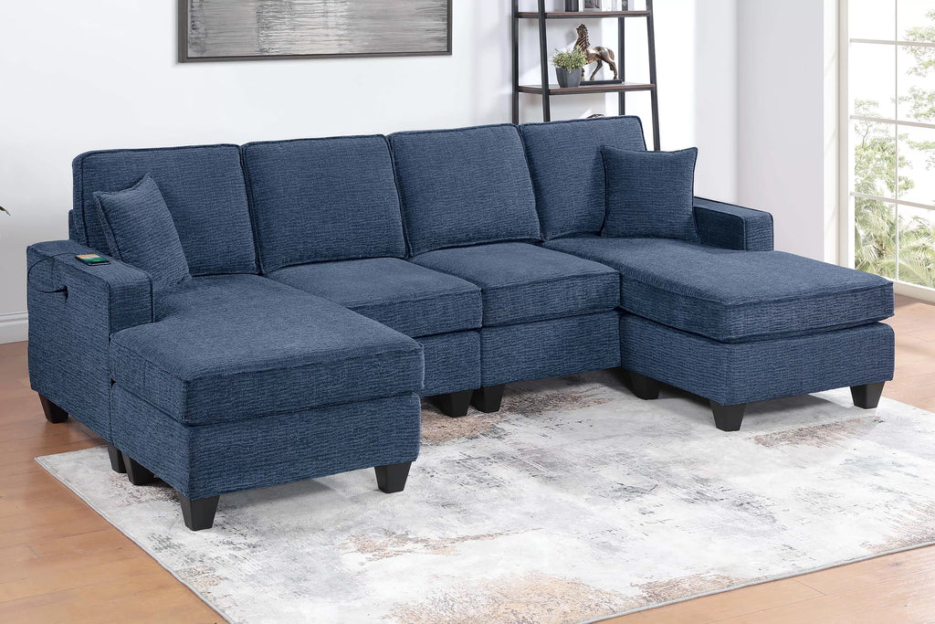 3-Piece Sectional Set – RAF Chaise + Armless Loveseat + LAF Chaise W/ USB Port (F8360)