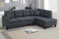 2-Piece Sectional Set – 2pc Sectional Sofa w/ 2 Accent Pillows – Charcoal (F8370)