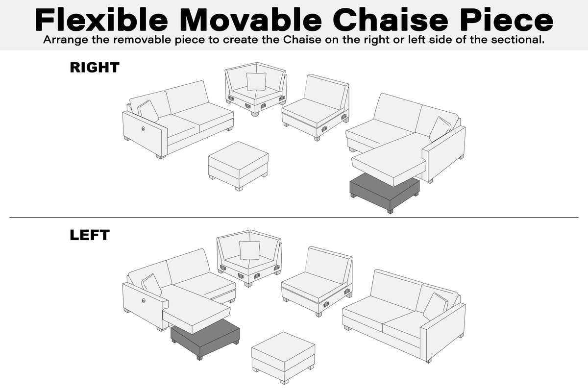5-Piece Sectional Set – Dark Gray (F8371)