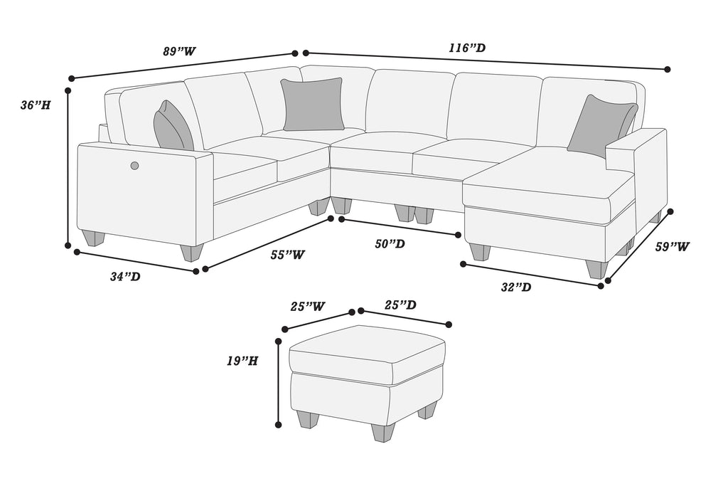 5-Piece Sectional Set – Dark Gray (F8371)