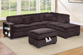 3-Piece Sectional Set – Reversible Chaise + Built-In Shelf + Storage Ottoman – Coffee (F8378)