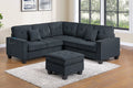4-Piece Sectional Set – LAF/RAF Loveseat + Corner Wedge + Cocktail Ottoman + USB Port – Slate Black (F8379)