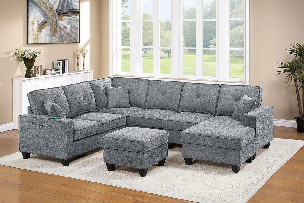 5-Piece Sectional Set – Light Gray (F8391)