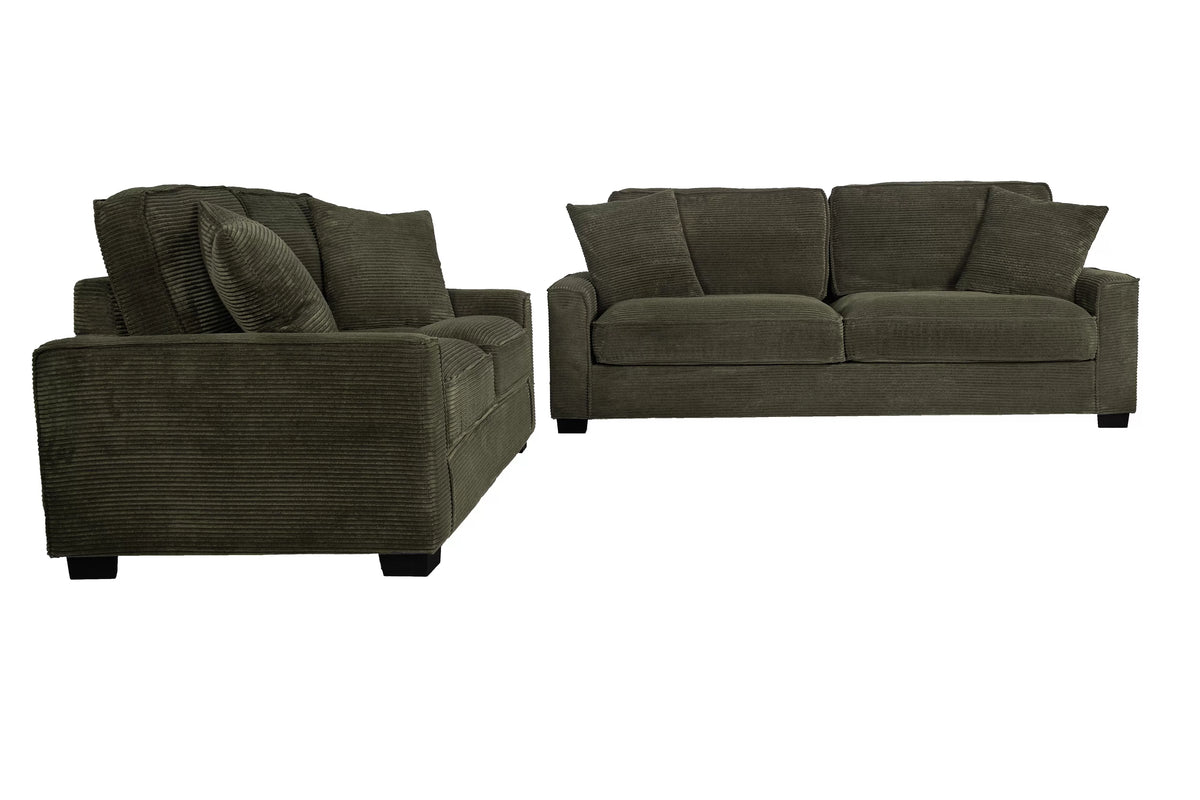 2-Piece Sofa Set – 2 Seat Sofa & Loveseat – Forest Green (F8393)