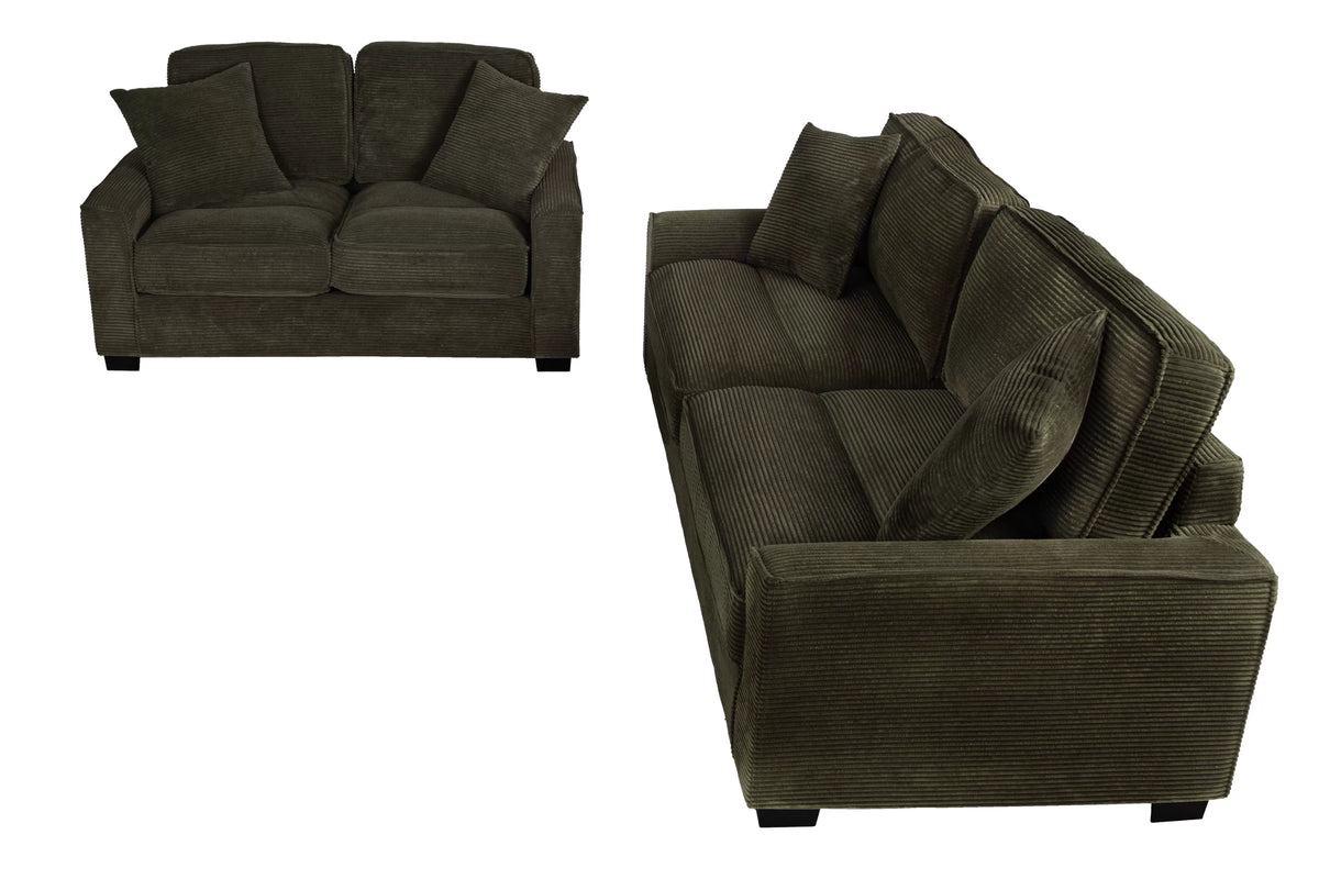 2-Piece Sofa Set – 2 Seat Sofa & Loveseat – Forest Green (F8393)