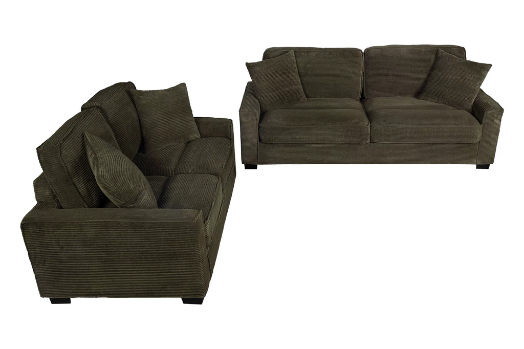 2-Piece Sofa Set – 2 Seat Sofa & Loveseat – Forest Green (F8393)