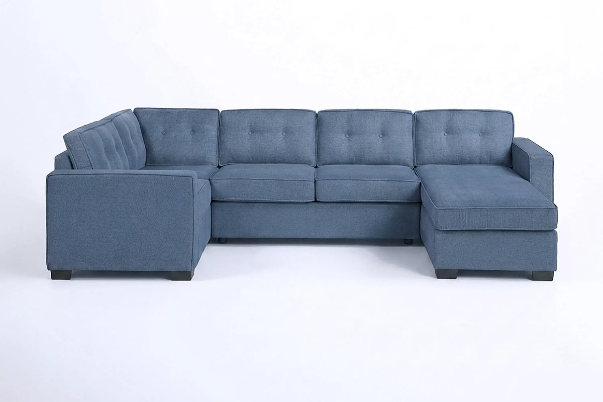 3-Piece Sectional Set – Reversible Chaise + Armless Loveseat + One-Arm Chair W/ Corner Wedge – Blue (F8397)
