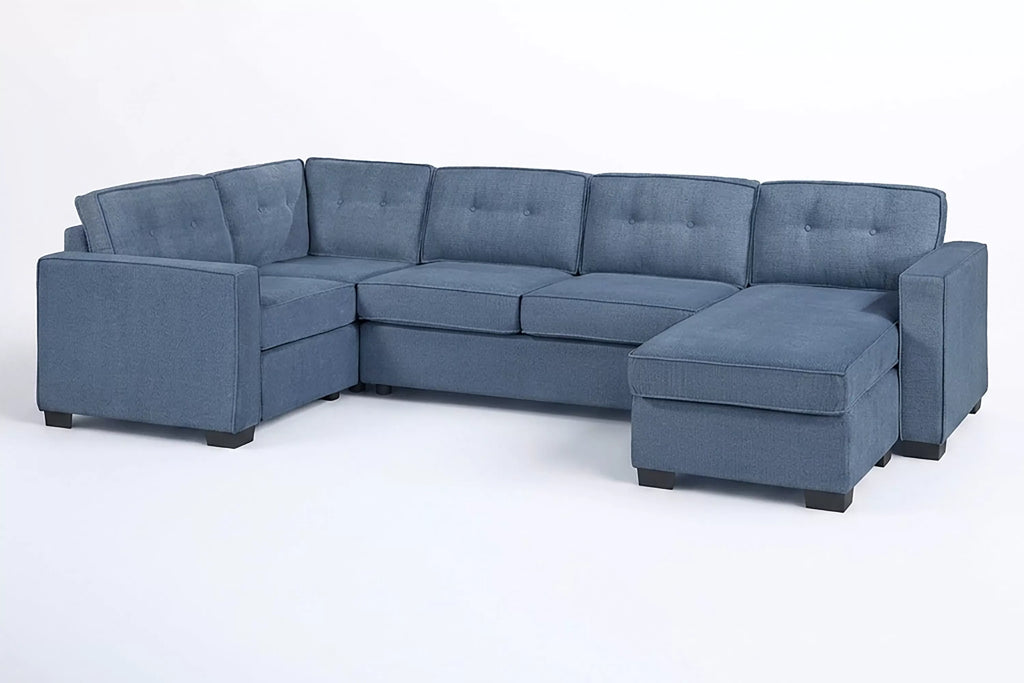 3-Piece Sectional Set – Reversible Chaise + Armless Loveseat + One-Arm Chair W/ Corner Wedge – Blue (F8397)
