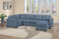 3-Piece Sectional Set – Reversible Chaise + Armless Loveseat + One-Arm Chair W/ Corner Wedge – Blue (F8397)