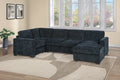 3-Piece Sectional Set – RAF Chaise + Armless Loveseat + LAF One-Arm Chair W/ Corner Wedge – Black (F8398)