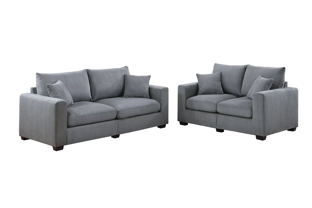2-Piece Sofa Set – Sofa & Loveseat-Fog (F8427)
