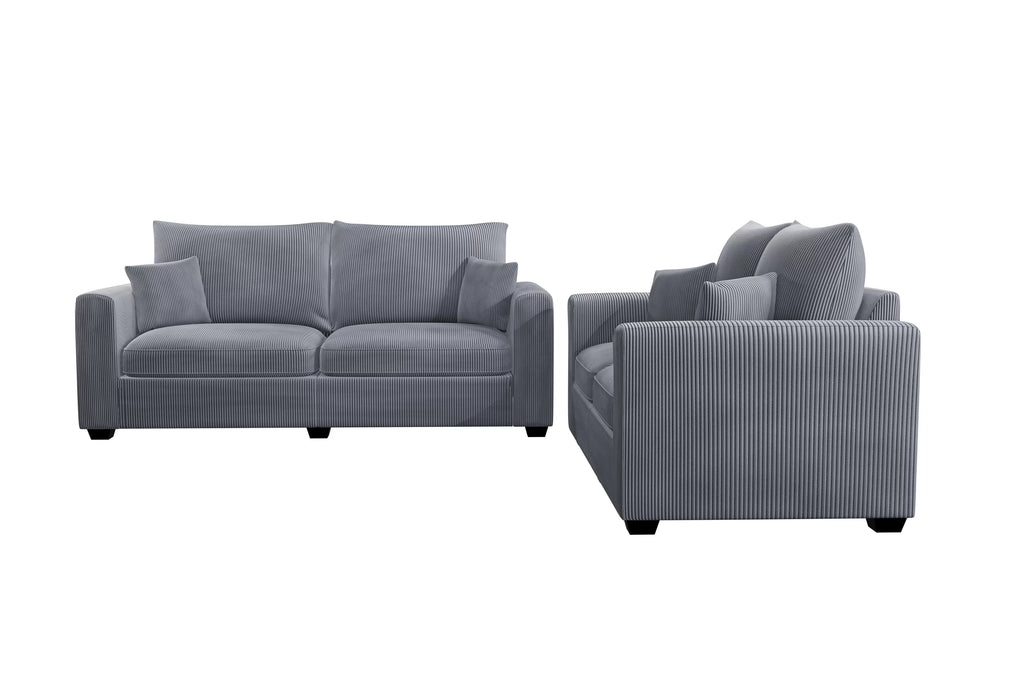 2-Piece Sofa Set – Sofa & Loveseat-Fog (F8427)