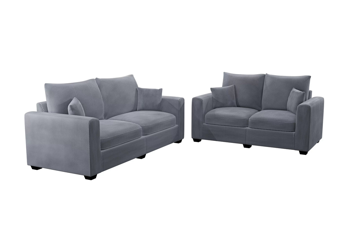 2-Piece Sofa Set – Sofa & Loveseat-Fog (F8427)