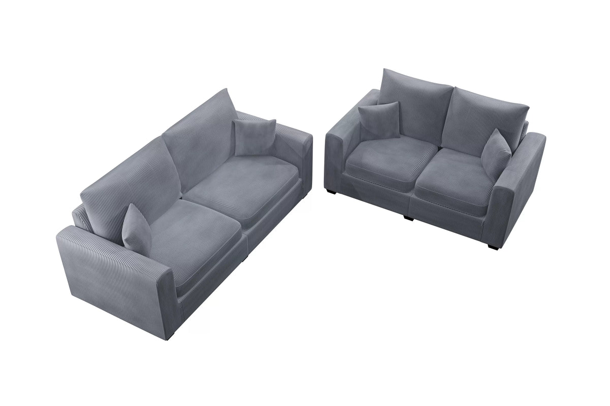 2-Piece Sofa Set – Sofa & Loveseat-Fog (F8427)