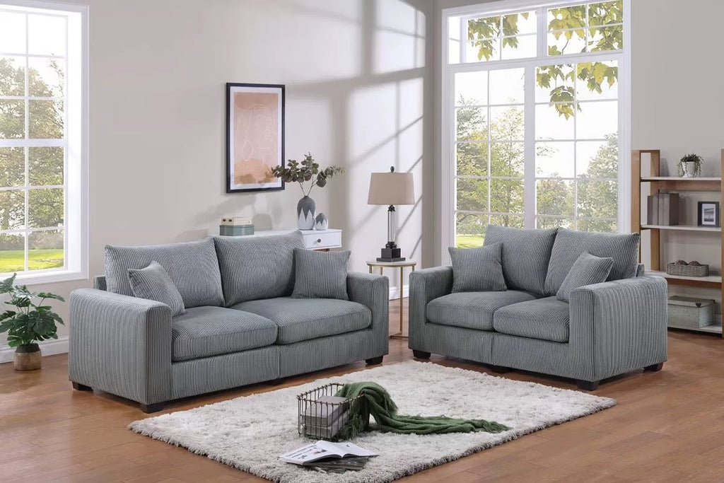 2-Piece Sofa Set – Sofa & Loveseat-Fog (F8427)