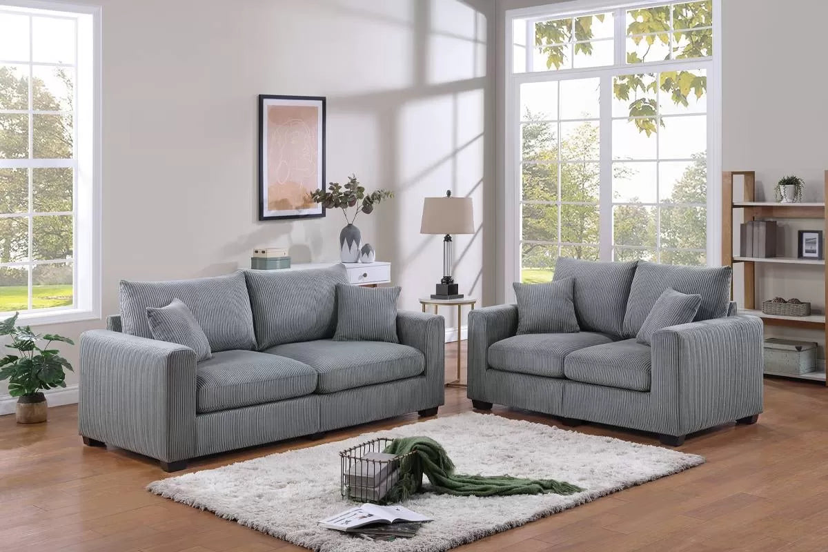 2-Piece Sofa Set – Sofa & Loveseat-Fog (F8427)