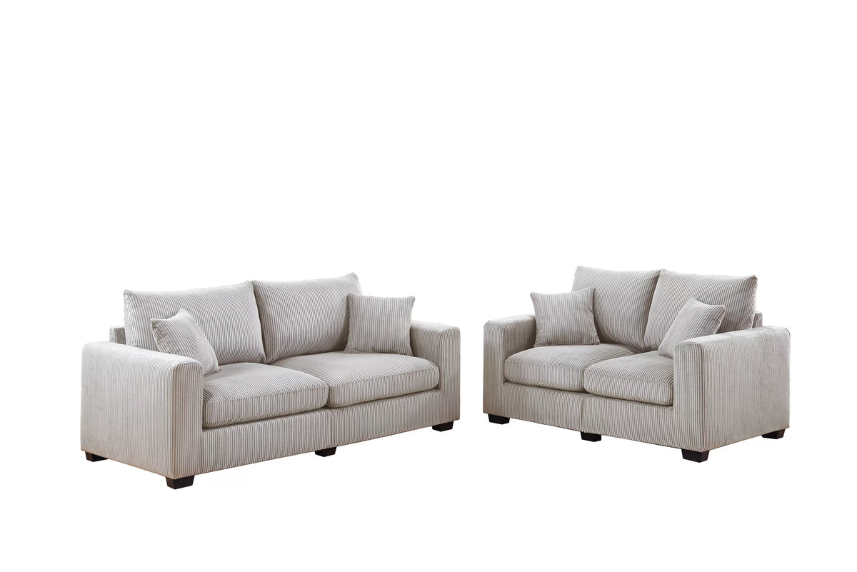 2-Piece Sofa Set – Sofa & Loveseat-Ivory (F8428)