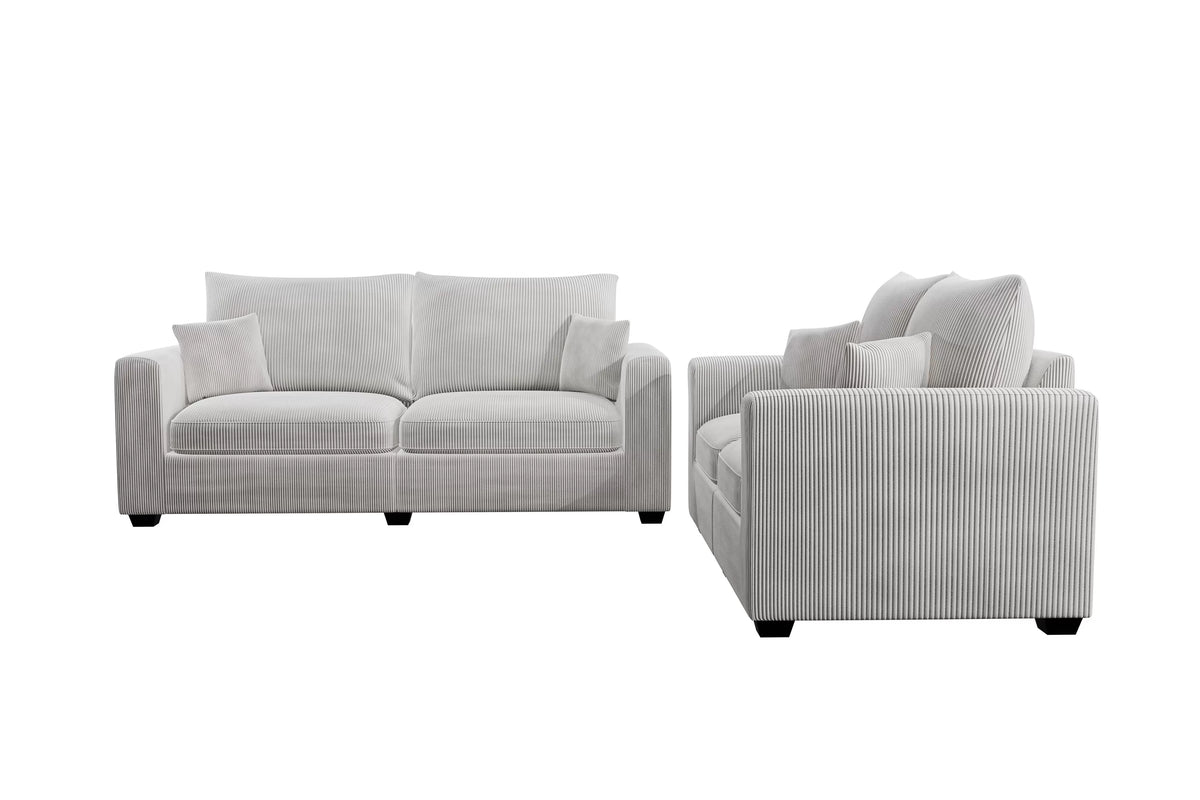2-Piece Sofa Set – Sofa & Loveseat-Ivory (F8428)