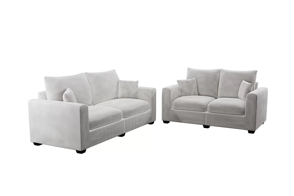 2-Piece Sofa Set – Sofa & Loveseat-Ivory (F8428)