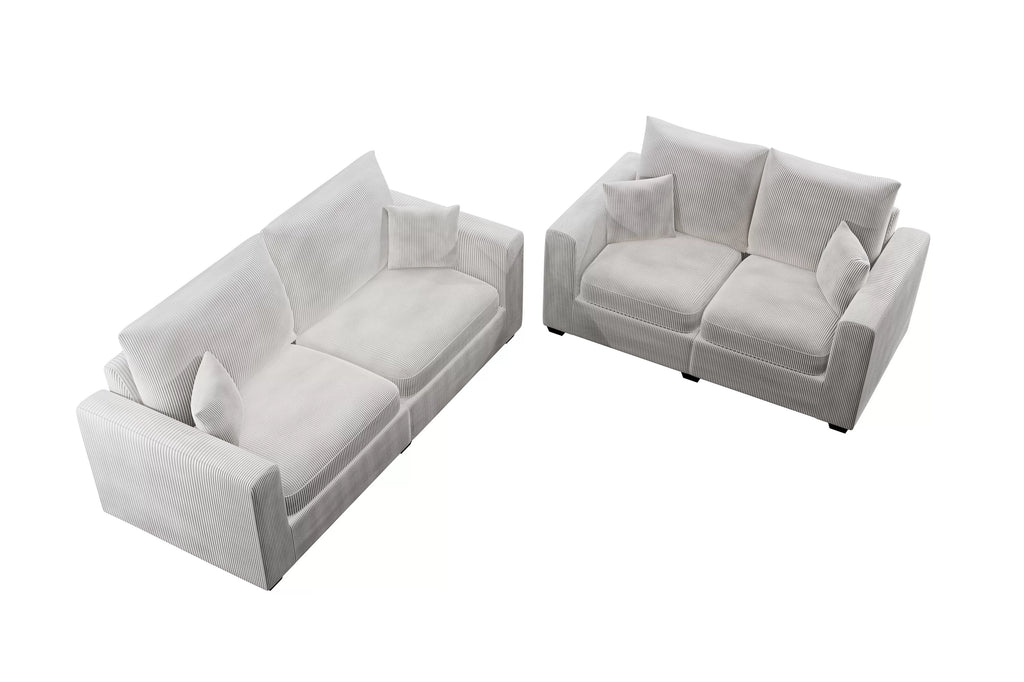2-Piece Sofa Set – Sofa & Loveseat-Ivory (F8428)