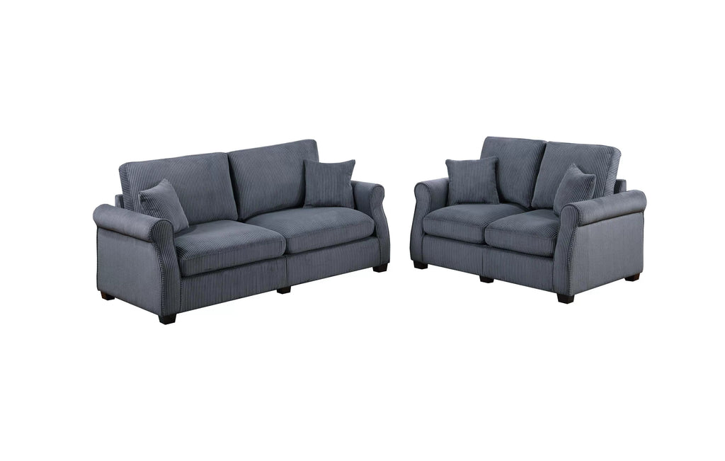 2-Piece Sofa Set – Sofa & Loveseat – Dark Gray (F8429)