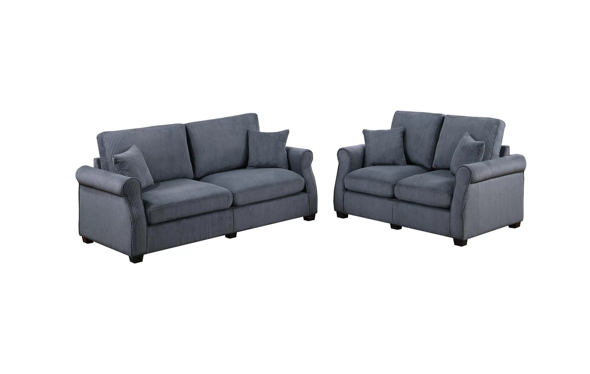 2-Piece Sofa Set – Sofa & Loveseat – Dark Gray (F8429)