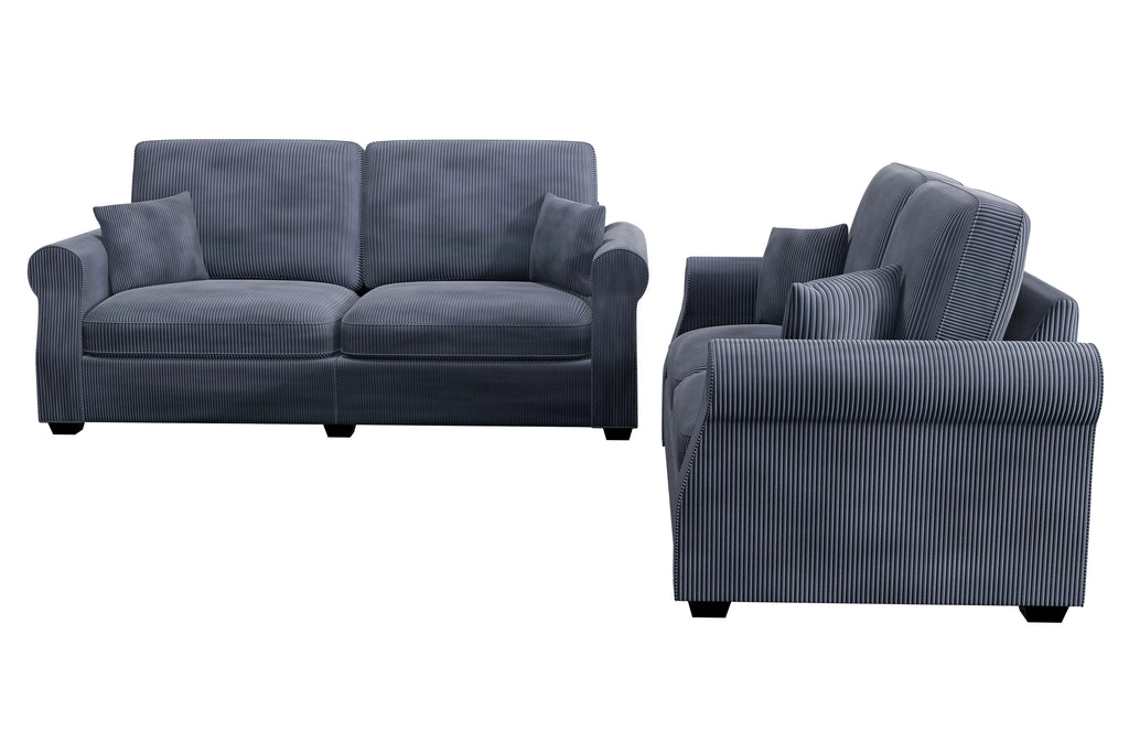 2-Piece Sofa Set – Sofa & Loveseat – Dark Gray (F8429)