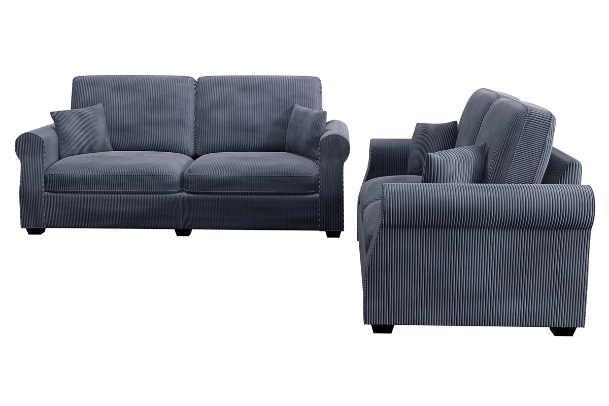 2-Piece Sofa Set – Sofa & Loveseat – Dark Gray (F8429)