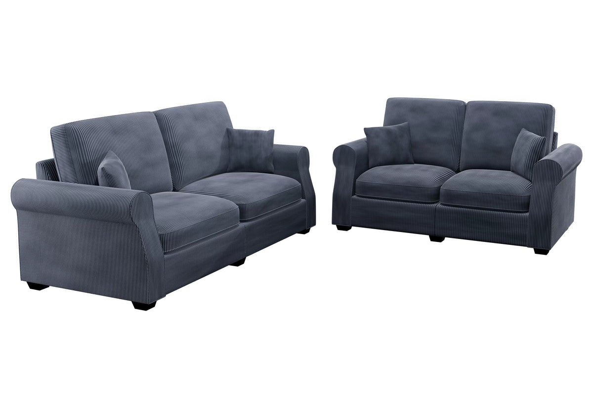 2-Piece Sofa Set – Sofa & Loveseat – Dark Gray (F8429)
