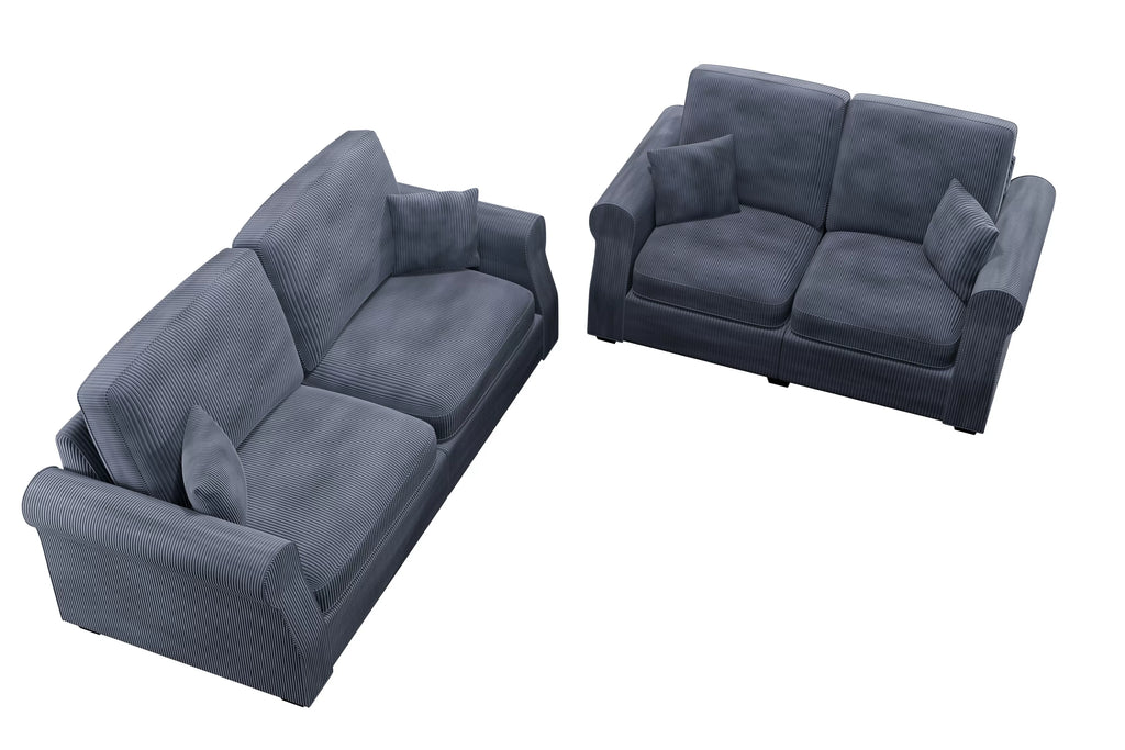 2-Piece Sofa Set – Sofa & Loveseat – Dark Gray (F8429)