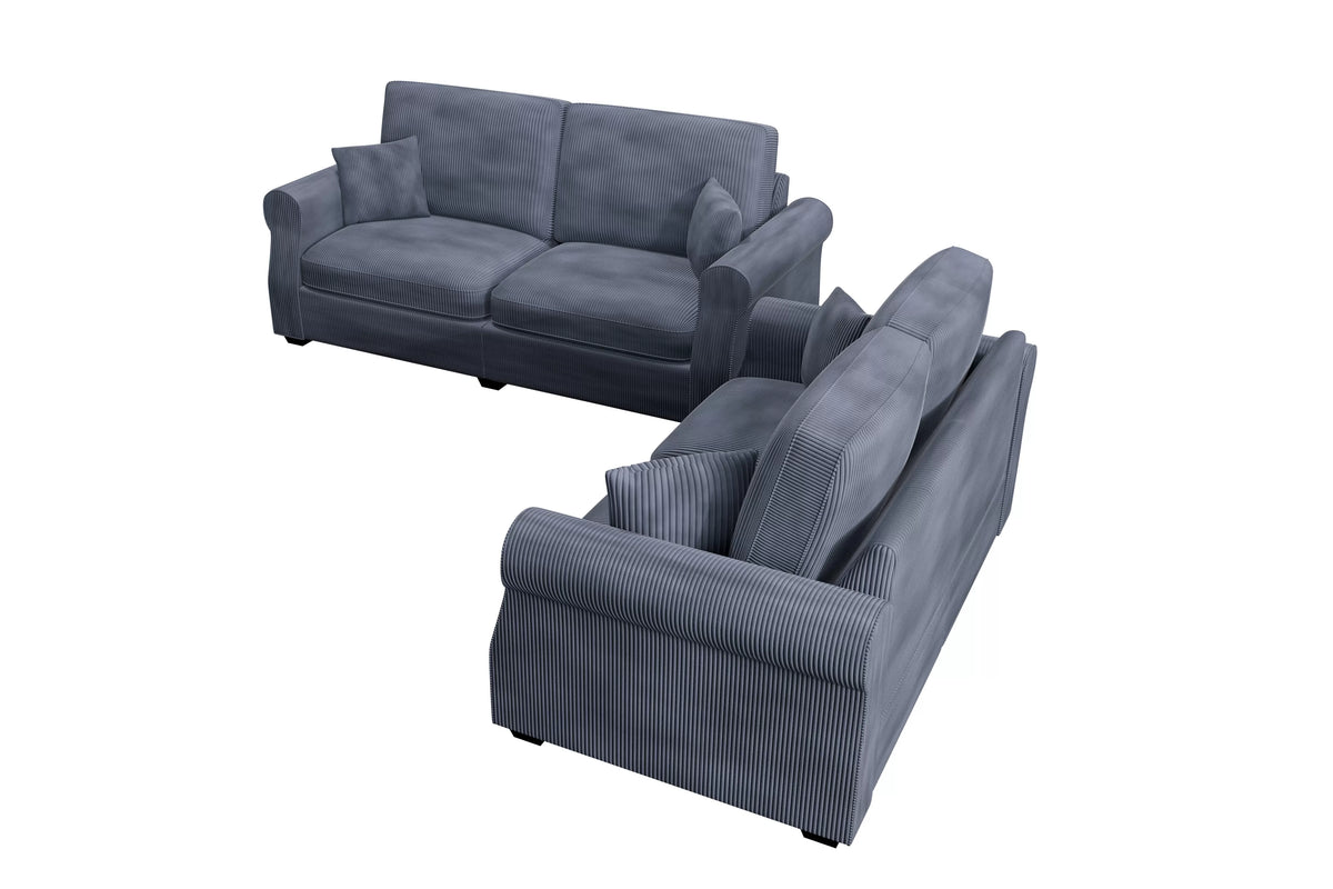 2-Piece Sofa Set – Sofa & Loveseat – Dark Gray (F8429)