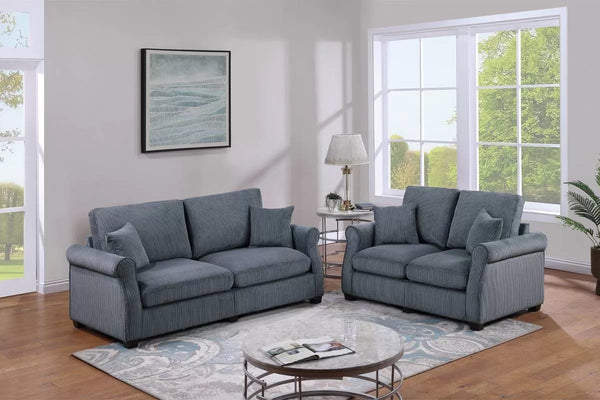 2-Piece Sofa Set – Sofa & Loveseat – Dark Gray (F8429)