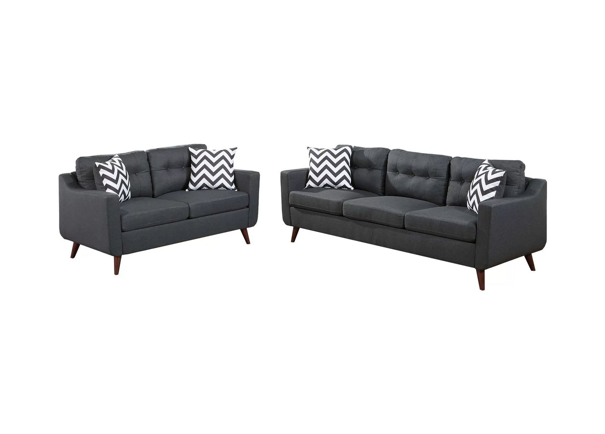 2-Piece Sofa Set – Sofa & Loveseat-Black (F8443)